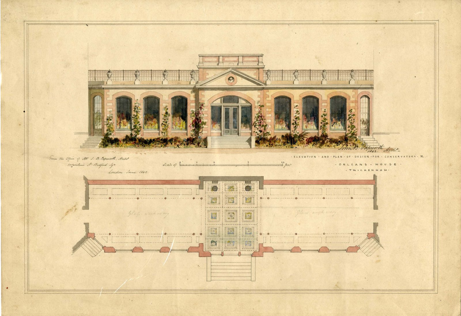 Elevation and Plan of Design for Conservatory Orleans House Twickenham ...